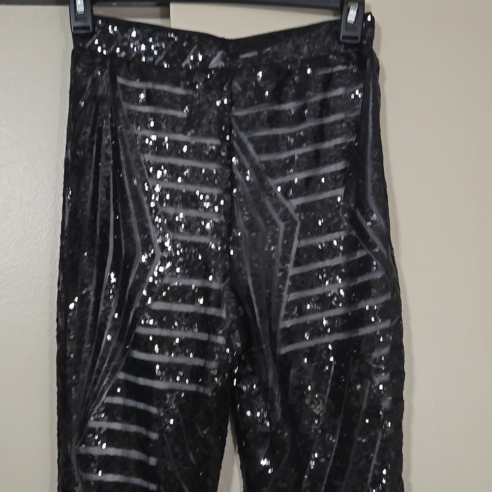 Crystal Sky Black Sequin Women's Flare Pants Size Medium - Picture 5 of 7